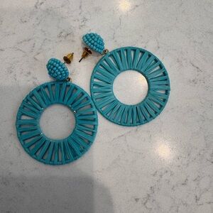 Turquoise Woven Hoop Earrings